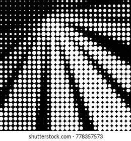 Abstract grunge grid polka dot halftone background pattern. Spotted black and white vector line illustration
