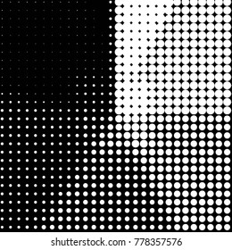 Abstract grunge grid polka dot halftone background pattern. Spotted black and white vector line illustration
