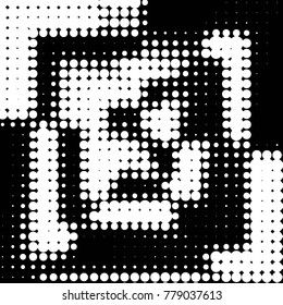 Abstract grunge grid polka dot halftone background pattern. Spotted black and white vector line illustration
