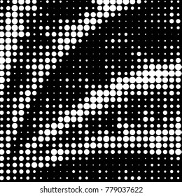 Abstract grunge grid polka dot halftone background pattern. Spotted black and white vector line illustration
