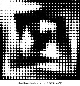 Abstract grunge grid polka dot halftone background pattern. Spotted black and white vector line illustration
