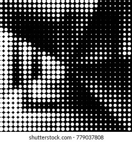 Abstract grunge grid polka dot halftone background pattern. Spotted black and white vector line illustration
