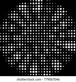 Abstract grunge grid polka dot halftone background pattern. Spotted black and white vector line illustration
