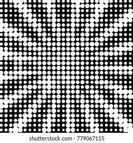 Abstract grunge grid polka dot halftone background pattern. Spotted black and white vector line illustration
