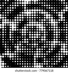 Abstract grunge grid polka dot halftone background pattern. Spotted black and white vector line illustration
