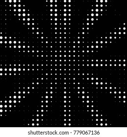 Abstract grunge grid polka dot halftone background pattern. Spotted black and white vector line illustration
