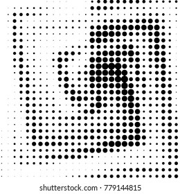 Abstract grunge grid polka dot halftone background pattern. Spotted black and white vector line illustration
