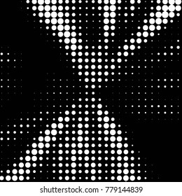 Abstract grunge grid polka dot halftone background pattern. Spotted black and white vector line illustration
