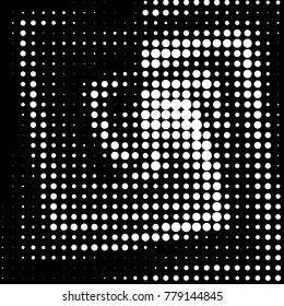 Abstract grunge grid polka dot halftone background pattern. Spotted black and white vector line illustration
