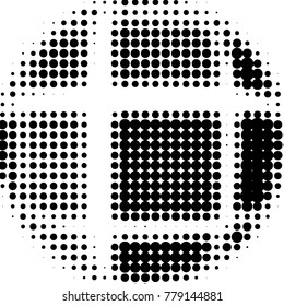 Abstract grunge grid polka dot halftone background pattern. Spotted black and white vector line illustration
