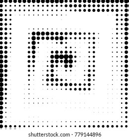 Abstract grunge grid polka dot halftone background pattern. Spotted black and white vector line illustration
