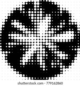 Abstract grunge grid polka dot halftone background pattern. Spotted black and white vector line illustration

