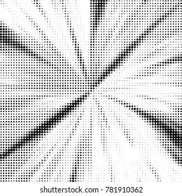 Abstract grunge grid polka dot halftone background pattern. Spotted black and white vector line illustration
