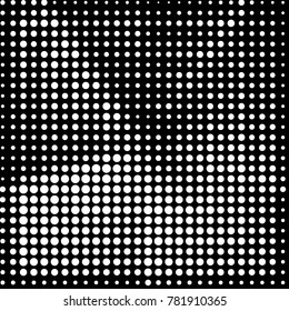 Abstract grunge grid polka dot halftone background pattern. Spotted black and white vector line illustration
