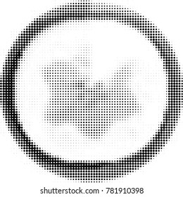 Abstract grunge grid polka dot halftone background pattern. Spotted black and white vector line illustration
