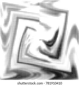 Abstract grunge grid polka dot halftone background pattern. Spotted black and white vector line illustration
