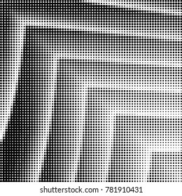 Abstract grunge grid polka dot halftone background pattern. Spotted black and white vector line illustration
