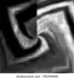 Abstract grunge grid polka dot halftone background pattern. Spotted black and white vector line illustration

