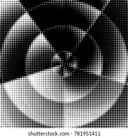 Abstract grunge grid polka dot halftone background pattern. Spotted black and white vector line illustration
