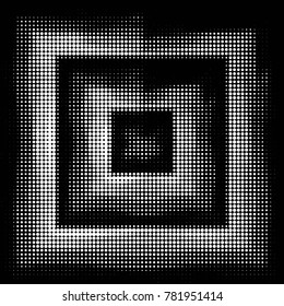 Abstract grunge grid polka dot halftone background pattern. Spotted black and white vector line illustration

