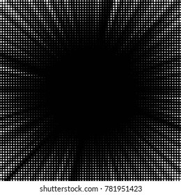 Abstract grunge grid polka dot halftone background pattern. Spotted black and white vector line illustration
