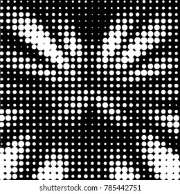Abstract grunge grid polka dot halftone background pattern. Spotted black and white vector line illustration
