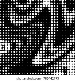 Abstract grunge grid polka dot halftone background pattern. Spotted black and white vector line illustration
