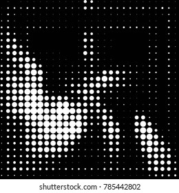 Abstract grunge grid polka dot halftone background pattern. Spotted black and white vector line illustration
