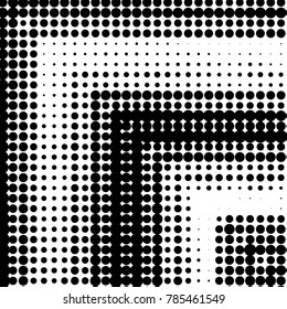 Abstract grunge grid polka dot halftone background pattern. Spotted black and white vector line illustration
