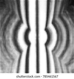 Abstract grunge grid polka dot halftone background pattern. Spotted black and white vector line illustration
