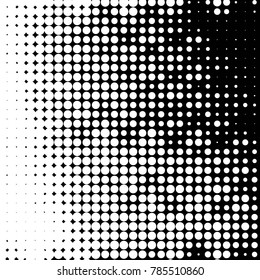 Abstract grunge grid polka dot halftone background pattern. Spotted black and white vector line illustration
