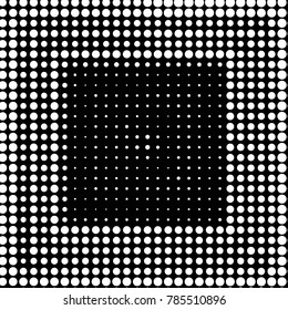 Abstract grunge grid polka dot halftone background pattern. Spotted black and white vector line illustration
