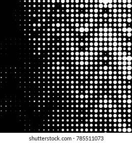 Abstract grunge grid polka dot halftone background pattern. Spotted black and white vector line illustration

