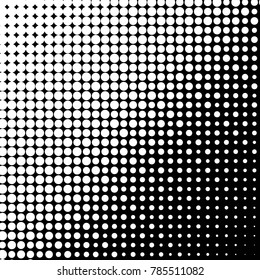 Abstract grunge grid polka dot halftone background pattern. Spotted black and white vector line illustration
