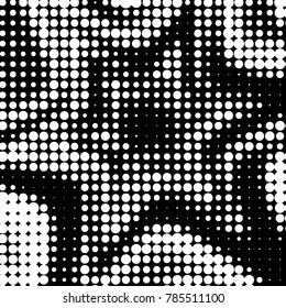 Abstract grunge grid polka dot halftone background pattern. Spotted black and white vector line illustration
