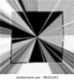 Abstract grunge grid polka dot halftone background pattern. Spotted black and white vector line illustration
