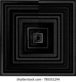Abstract grunge grid polka dot halftone background pattern. Spotted black and white vector line illustration
