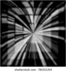 Abstract grunge grid polka dot halftone background pattern. Spotted black and white vector line illustration
