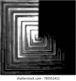 Abstract grunge grid polka dot halftone background pattern. Spotted black and white vector line illustration
