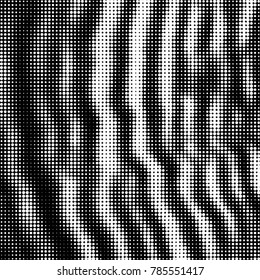 Abstract grunge grid polka dot halftone background pattern. Spotted black and white vector line illustration
