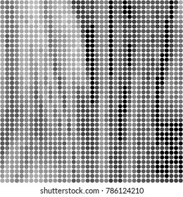 Abstract grunge grid polka dot halftone background pattern. Spotted black and white vector line illustration
