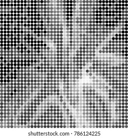Abstract grunge grid polka dot halftone background pattern. Spotted black and white vector line illustration

