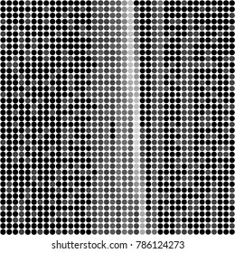 Abstract grunge grid polka dot halftone background pattern. Spotted black and white vector line illustration
