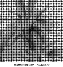 Abstract grunge grid polka dot halftone background pattern. Spotted black and white vector line illustration
