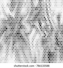 Abstract grunge grid polka dot halftone background pattern. Spotted black and white vector line illustration
