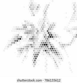 Abstract grunge grid polka dot halftone background pattern. Spotted black and white vector line illustration
