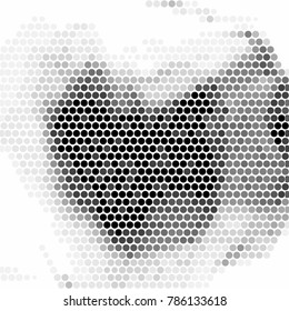 Abstract grunge grid polka dot halftone background pattern. Spotted black and white vector line illustration
