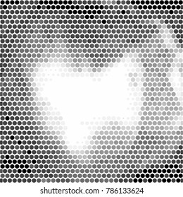 Abstract grunge grid polka dot halftone background pattern. Spotted black and white vector line illustration
