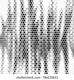 Abstract grunge grid polka dot halftone background pattern. Spotted black and white vector line illustration
