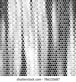 Abstract grunge grid polka dot halftone background pattern. Spotted black and white vector line illustration
